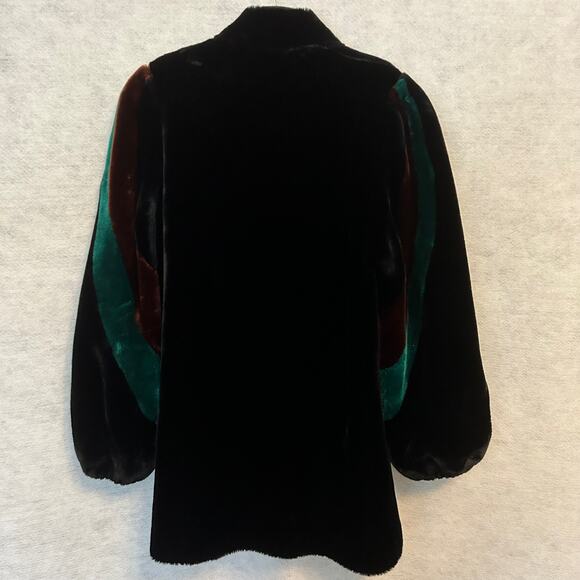 Vintage Retro Outerlayers Faux Fur Colorblock Coat Women's Size 9-10 - Picture 5 of 11